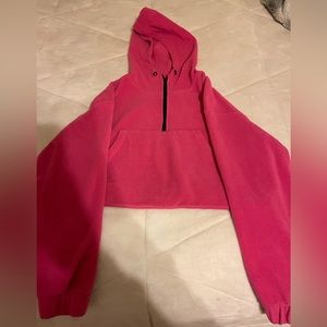 Forever 21 cropped fleece hoodie/ half zip size small